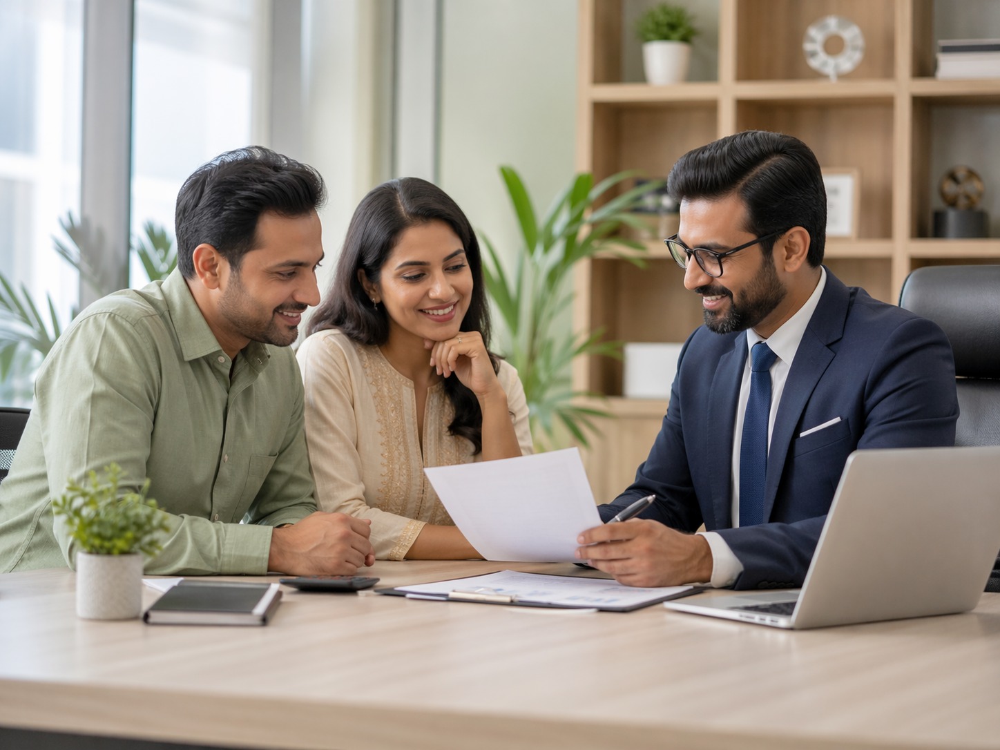 Financial advisor meeting clients